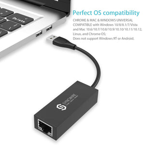 Syncwire Adattatore USB Rete, Alta velocità 3.0, Nero