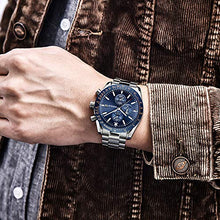 Carica l&#39;immagine nel visualizzatore di Gallery, BERSIGAR orologio da polso uomo al quarzo movimento in acciaio Blu Argento - Ilgrandebazar