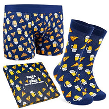Carica l&#39;immagine nel visualizzatore di Gallery, CityComfort Calzini Uomo Divertenti e Boxer Uomo Cofanetto Regalo Calze Divertenti Uomo Birra Pizza Gaming e Boxer Simpatici Uomo S-3XL Regalo Zio Amico Festa del papà Natale Befana (Navy Pizza, L)