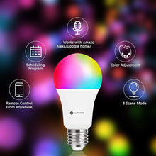 Carica l&#39;immagine nel visualizzatore di Gallery, bakibo Lampadina Wifi Intelligente Led Smart Dimmerabile 9W 1000Lm, E27 Multicolore Lampadina Compatibile con Alexa e Google Home, A19 90W Equivalente RGBCW Colore Cambiante Lampadina, 2 Pcs