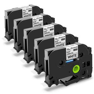 Nastri Oozmas Compatibile In sostituzione di Brother 12mm, Nero sur Bianco - Ilgrandebazar