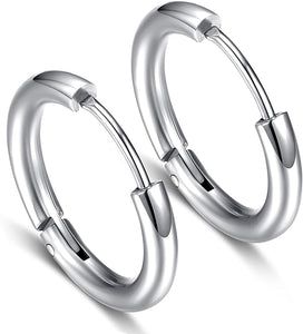 Elegel 5 Paia Orecchini in Acciaio Inossidabile Cerchio Orecchini Rotondo Oro Rosa Oro Argento Nero Set (5 Coppie) Uomo Donna 8mm 10mm 12mm 14mm 16mm