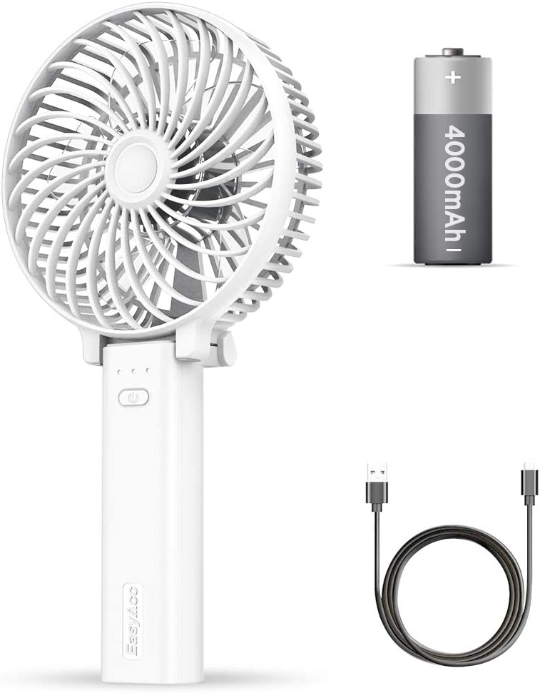 EasyAcc Mini Ventilatore Portatile USB, 3350mAh Batteria 3350mah, Nero