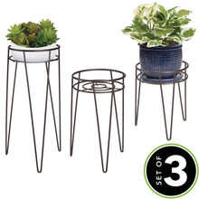 Carica l&#39;immagine nel visualizzatore di Gallery, mDesign Midcentury Set da 3 Portavasi terra in metallo - Bronzo - Ilgrandebazar