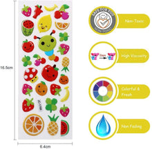 Carica l'immagine nel visualizzatore di Gallery, Vicloon Adesivi per Bambini 500+ Adesivi 3D, Puffy Adesivi per Regali Gratificanti Scrapbooking Inclusi Animali, Pesci, Dinosauri, Numeri, Frutta, Camion, Aeroplani e Altro(22 Fogli) 22pcs Multicolore