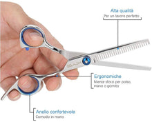 Carica l&#39;immagine nel visualizzatore di Gallery, Set di Forbici Professionali da Parrucchiere in Acciaio Inossidabile Set Forbici per Capelli Barbiere, Forbici per Taglio Capelli con Custodia Forbici Foltire