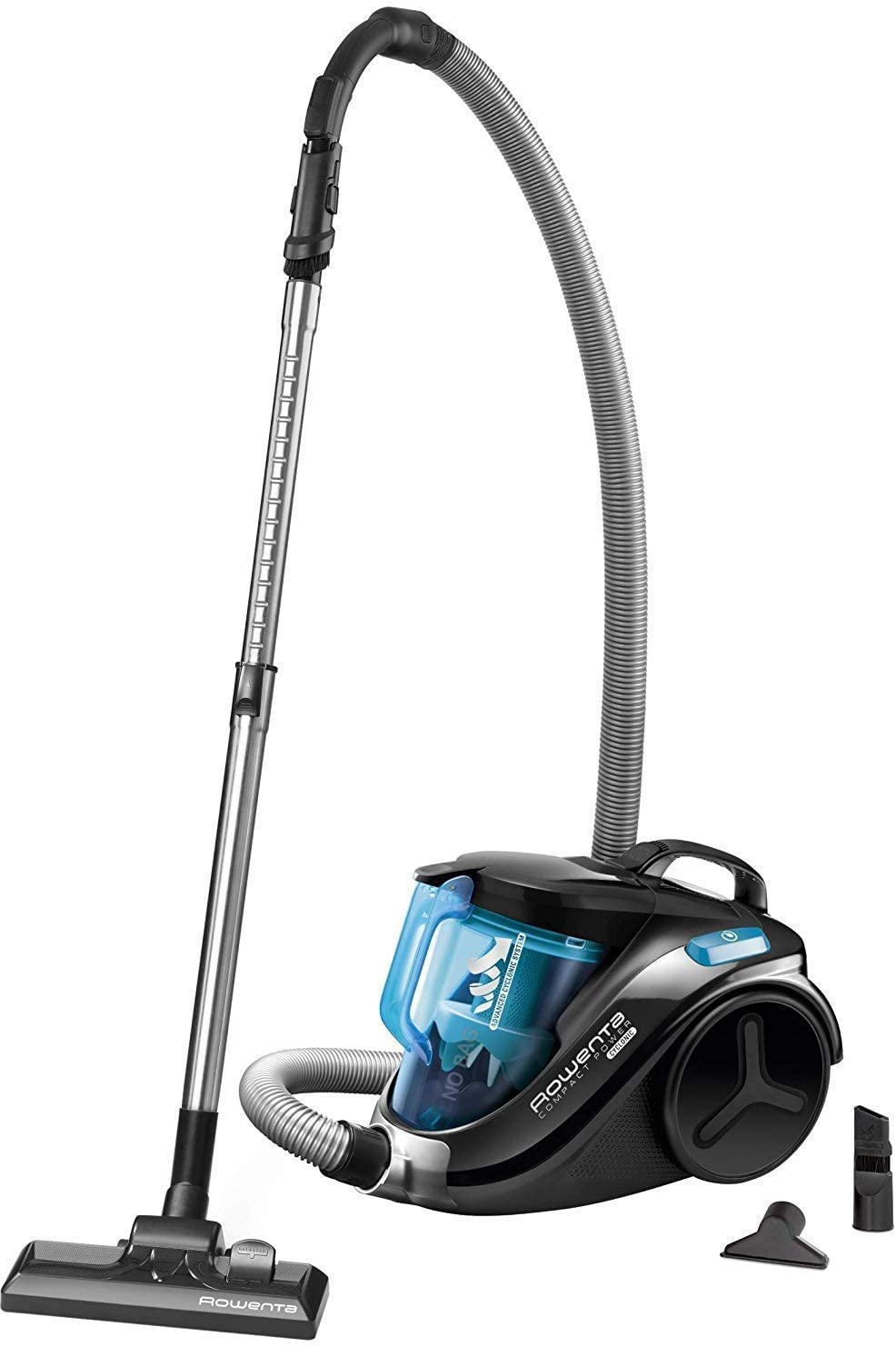 Rowenta RO3731 Compact Power Cyclonic Classic+, Aspirapolvere a Traino senza Sacco, Tecnologia Ciclonica, Capacità  1.5 L, Blu/Nero 49x29x34cm