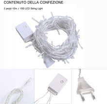 Carica l&#39;immagine nel visualizzatore di Gallery, JUMKEET Catena Luminosa, 10m 100LED Luci Brillanti Filo di Rame - Impermeabile Presa Ideale per Compleanno Decorazioni Natalizie Feste di Natale Ecc Luce Bianca Calda [2 Pacchi]