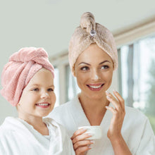 Carica l&#39;immagine nel visualizzatore di Gallery, Asciugamano Capelli a Turbante, Capelli asciutti Asciugamani in Microfibra Asciugacapelli Rapida, Asciugatura Rapida Assorbimento Acqua Asciugatura Capelli Cottone Femmina Cuffia Doccia ( lot de 3)