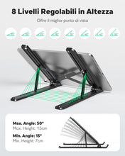 Carica l&#39;immagine nel visualizzatore di Gallery, APMIEK Supporto PC Portatile 8 Livelli Regolabile, Laptop Stand Pieghevole Plastica+Alluminio Rialzo PC Portatile Stabile Ventilato Supporto Notebook per MacBook Air/Pro,Dell,HP, 10-15.6 Pollici