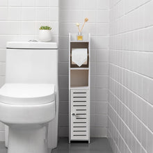 Carica l&#39;immagine nel visualizzatore di Gallery, AOJEZOR Porta carta igienica, Colonnina con portarotolo, Piantana portarotolo e portascopino 2 in 1, Mobile Bagno, Bianco Realizzato (Bianco), PVC