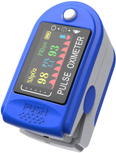 Ossimetro da Dito,Pulsossimetro da Dito Professionale, Sensore Digitale di Ossigeno Nel Sangue e Pulsazioni, con Allarme SPO2, per Uso Domestico, Fitness e Sport Estrem (Blu)