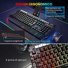 Carica l&#39;immagine nel visualizzatore di Gallery, PICTEK Tastiera Gaming RGB, da Gaming, Retroilluminazione RGB Nero