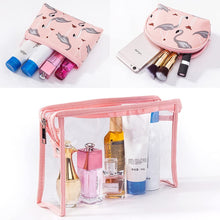 Carica l'immagine nel visualizzatore di Gallery, KSIBNW 3 in 1 Beauty Case da Viaggio Borsone Beauty Case Donna Portatile Pochette Trucchi Impermeabile in PVC Trasparente,Borsa da viaggio per il Trasporto Cosmetica per Trucco per Ragazze Bianca 201-bianca