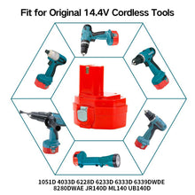 Carica l&#39;immagine nel visualizzatore di Gallery, 2 x Powayup 14.4V 3.0Ah 1420 NI-MH Sostituzione per Makita 3.0Ah-2, Rosso - Ilgrandebazar
