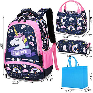 Unicorno Zaino Scuola Elementare Impermeabile Zaini Bambino Sacchetti 3rosa