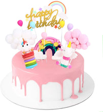 Carica l&#39;immagine nel visualizzatore di Gallery, Hotelvs Decorazioni Torta Unicorno Kit, Cake Topper Compleanno Arcobaleno Palloncino Happy Birthday Banner Decorazioni per Ragazzi Ragazze Bambin