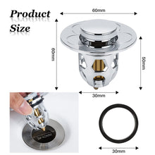 Carica l&#39;immagine nel visualizzatore di Gallery, 2 Pezzi Confezione da Scarico Lavabo Bagno Universale Pop up,Filtro Tappo Lavandino Bagno con Filtro Anti Clogging,Valvola Piletta Cucina Bidet Vasca(Per il foro di drenaggio di 34~40mm)