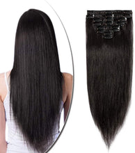 Carica l&#39;immagine nel visualizzatore di Gallery, Rich Choices Extension Capelli Veri Clip Full Head Remy Human Hair Extensions Clip 8 Fasce Naturalei Lunga 20cm Pesa 65g, #1B Nero Naturale 20 cm (65 g) #1B Nero Naturale