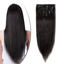 Carica l&#39;immagine nel visualizzatore di Gallery, Rich Choices Extension Capelli Veri Clip Full Head Remy Human Hair Extensions Clip 8 Fasce Naturalei Lunga 20cm Pesa 65g, #1B Nero Naturale 20 cm (65 g) #1B Nero Naturale