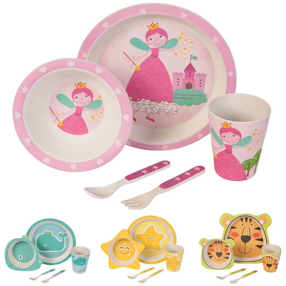 BIOZOYG Set da Cucina in bambù per Bambini 5 Pezzi Motivo: Fata Magica - Ilgrandebazar