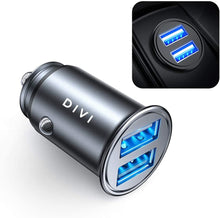 Carica l'immagine nel visualizzatore di Gallery, Caricabatteria auto USB, 4.8A Caricatore adattatore universale Caricabatterie da auto 2 Porte Super Mini Alluminio macchina per Phone X / 8/7 / 6s / Plus, Galaxy S8 / S7 / Edge, Huawei P9/P10 (Nero) Black