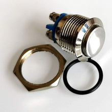 Carica l'immagine nel visualizzatore di Gallery, Gebildet 5pcs 16mm 5A 250VAC Pulsante Momentaneo Terminali a Vite Pulsante Impermeabile in Metallo in Acciaio Inossidabile(Testa Alta)