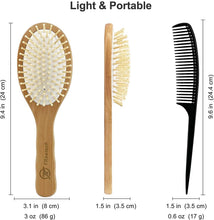 Carica l'immagine nel visualizzatore di Gallery, FREATECH Spazzola Capelli in Legno con Cuscino d'aria in Gomma per Districare Capelli e Massaggio Cuoio Capelluto, Antistatico e Liscio Crespo, Pettine Multiuso Denti Larghi in Fibra di Carbonio