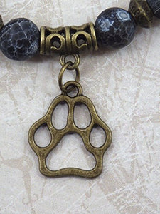 Bracciale in agata smerigliato con ciondolo a forma di zampa lupo - Ilgrandebazar