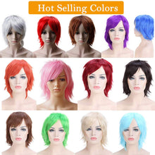 Carica l&#39;immagine nel visualizzatore di Gallery, Parrucca Corta Rossa Donna Uomo Parrucche Sintetiche Cosplay Rosso Borgogna - Ilgrandebazar
