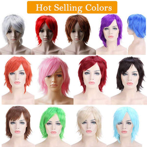 Parrucca Corta Rossa Donna Uomo Parrucche Sintetiche Cosplay Rosso Borgogna - Ilgrandebazar