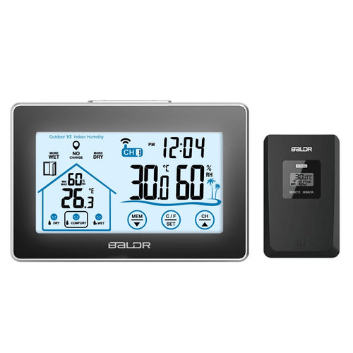 BALDR - Termometro e igrometro Digitale con sensore Radio Esterno, Colore:... - Ilgrandebazar