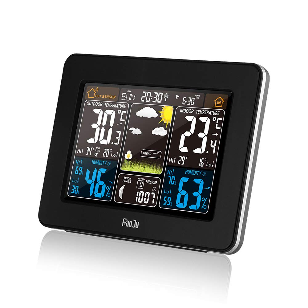 UFLIZOGH Sveglia meteorologica Digitale con sensore Esterno Interno Wireless... - Ilgrandebazar