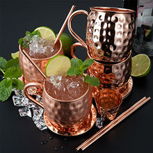 Carica l&#39;immagine nel visualizzatore di Gallery, Bicchieri di rame Moscow Mule Include 4 bicchieri, 4 sottobicchieri, 4... - Ilgrandebazar