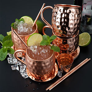 Bicchieri di rame Moscow Mule Include 4 bicchieri, 4 sottobicchieri, 4... - Ilgrandebazar