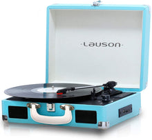 Carica l'immagine nel visualizzatore di Gallery, CL604 Giradischi Vintage Bluetooth | USB Funzione Codifica Registrazione in MP3, Digitalizza Musica del Vinile | Lettore Vinile Portatile 3 Velocità 33/45/78 | Altopartanti Integrati (Azzurro)
