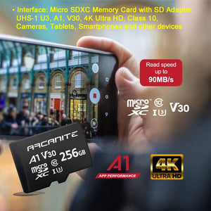 ARCANITE, 256 GB MicroSDXC scheda di memoria con adattatore - UHS-I 256 - Ilgrandebazar
