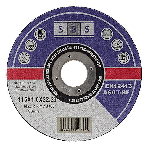 SBS Dischi da taglio 115 x 1,0 mm inox flessibili in qualità...