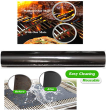 Carica l'immagine nel visualizzatore di Gallery, GQC Tappetini da Barbecue Set di 6 Mat Cottura BBQ in Teflon Approvati da FDA Antiaderenti Riutilizzabili Resistenti a Temperatura Alta Adatti per Griglia a Gas Carbone Forno e Griglia Elettrica.