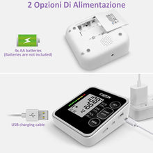 Carica l'immagine nel visualizzatore di Gallery, Cazon Misuratore di pressione sanguigna, misuratore di pressione sanguigna digitale automatica per uso domestico, misuratore di frequenza cardiaca con bracciale, 2 × 120 set di memoria (Black)
