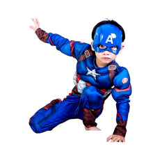 Carica l&#39;immagine nel visualizzatore di Gallery, Costume da Capitan America - Busto Muscoloso - Taglia S - 3-5 anni, Blu - Ilgrandebazar