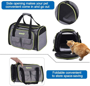 DADYPET Trasportino Morbido per Cani e Gatti, Morbidi e Pieghevoli con tappeti di Lana per Viaggi in Aereo/Auto/Treno (44,5 * 33 * 28 cm)