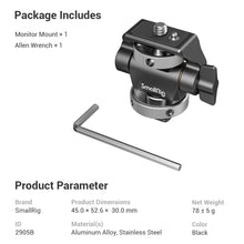 Carica l&#39;immagine nel visualizzatore di Gallery, (Aggiornato) SMALLRIG Cold Shoe Supporto per Monitor Supporto per Monitor Regolabile Girevole e Inclinabile con Perni di Posizionamento Rimbalzanti per Monitor da 5&quot; e 7&quot; - 2905B