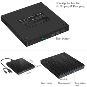 Unità CD DVD esterna, masterizzatore e lettore CD-RW/VCD-RW portatili Black - Ilgrandebazar