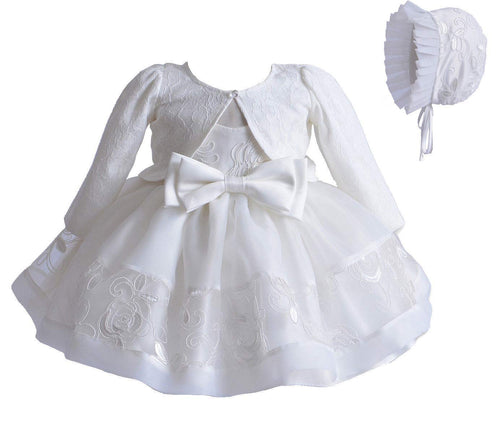 Carolilly Vestito Battesimo Bambina Neonata Abito in Pizzo Bianco 3 Pezzi... - Ilgrandebazar