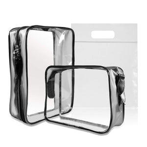 MOCOCITO 2PC Borsa da Toilette Viaggio Trasparente Approvata Nero [22x10x5cm] - Ilgrandebazar