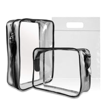 Carica l&#39;immagine nel visualizzatore di Gallery, MOCOCITO 2PC Borsa da Toilette Viaggio Trasparente Approvata Nero [22x10x5cm] - Ilgrandebazar