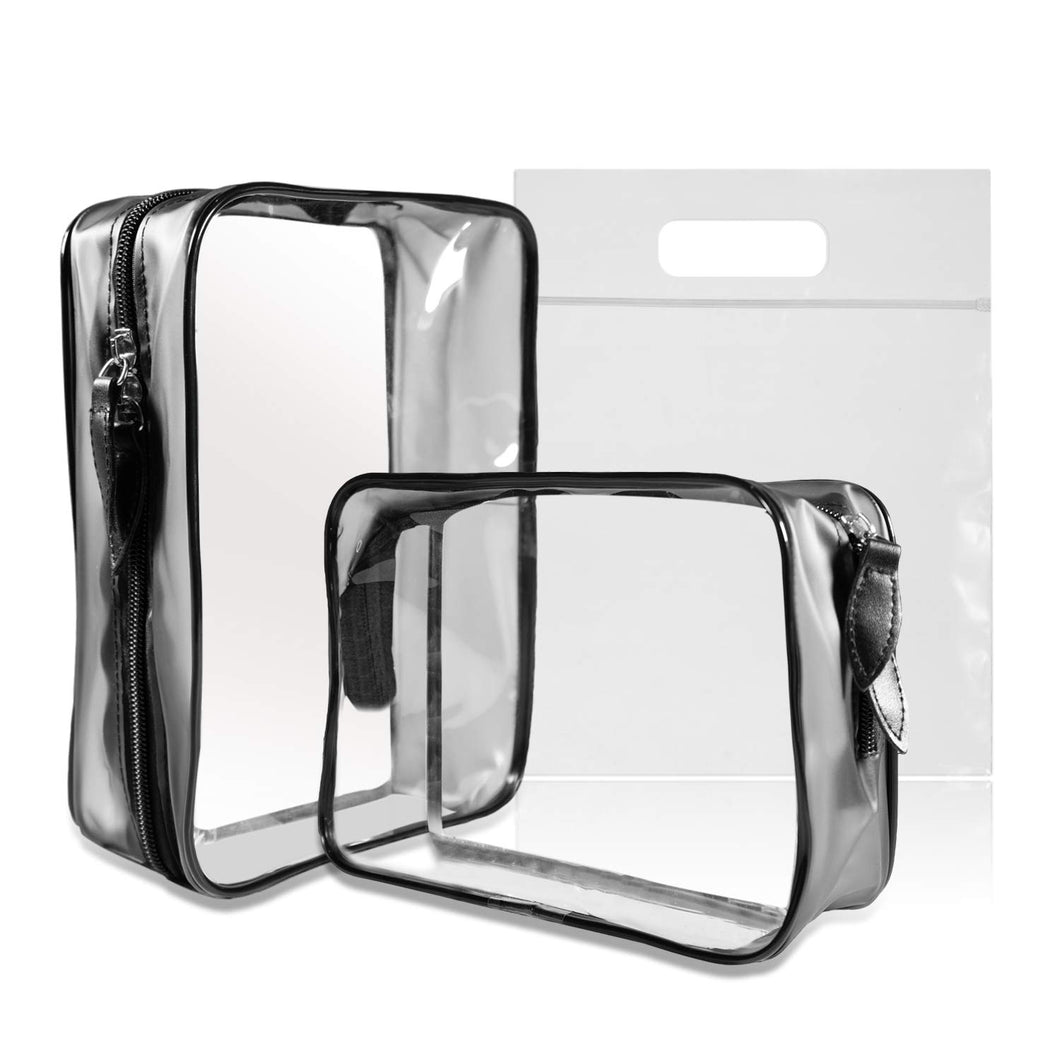 MOCOCITO 2PC Borsa da Toilette Viaggio Trasparente Approvata Nero [22x10x5cm] - Ilgrandebazar