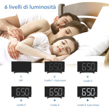 Carica l&#39;immagine nel visualizzatore di Gallery, YISSVIC Sveglia Digitale da Comodino 6.5 Pollici Schermo LED 2 Suoni Bianco - Ilgrandebazar