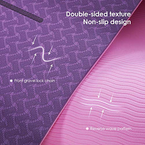 Dustgo FP-TECH Tappetino Yoga da 183cmx63cmx6mm Palestra Fitness Viola-rosa